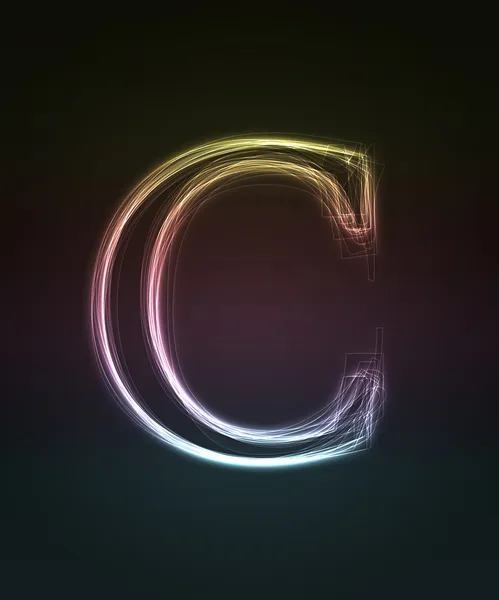 Светящийся шрифт. Блестящая буква С — стоковое фото
