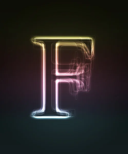 Glowing font. Shiny letter F. — Stock Photo, Image