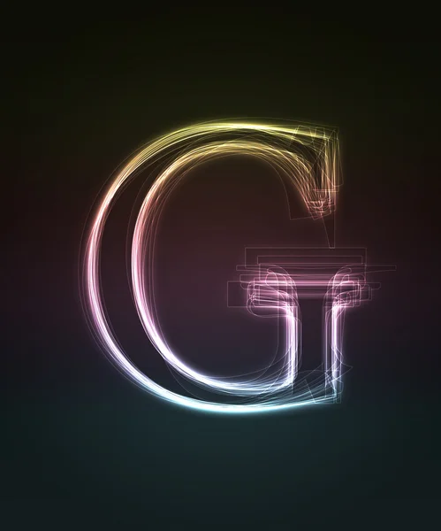 Glowing font. Shiny letter G. — Stock Photo, Image