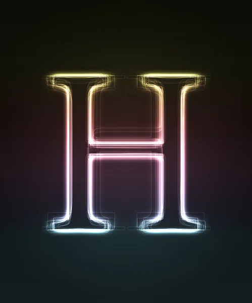 发光的字体。闪亮字母 h. — 图库照片