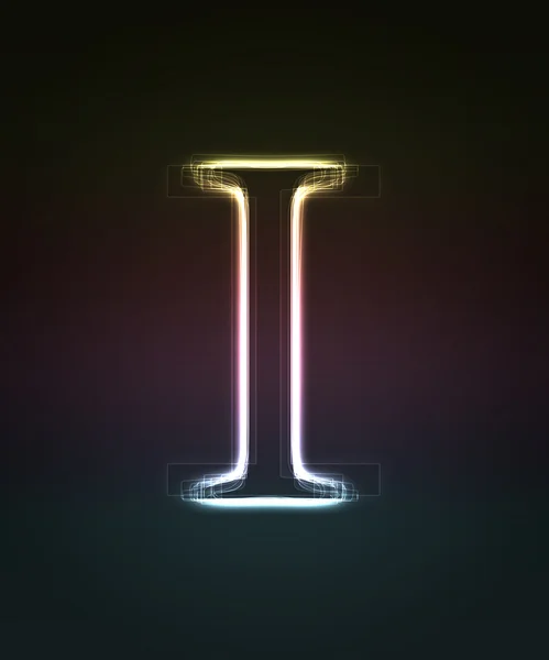 Glowing font. Shiny letter I. — Stock Photo, Image