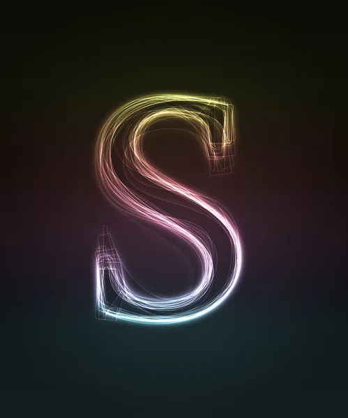 Светящийся шрифт. Блестящая буква S . — стоковое фото