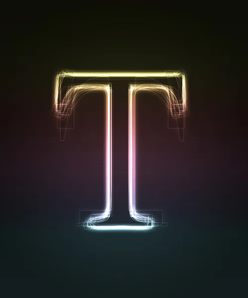 Glowing font. Shiny letter T. — Stock Photo, Image