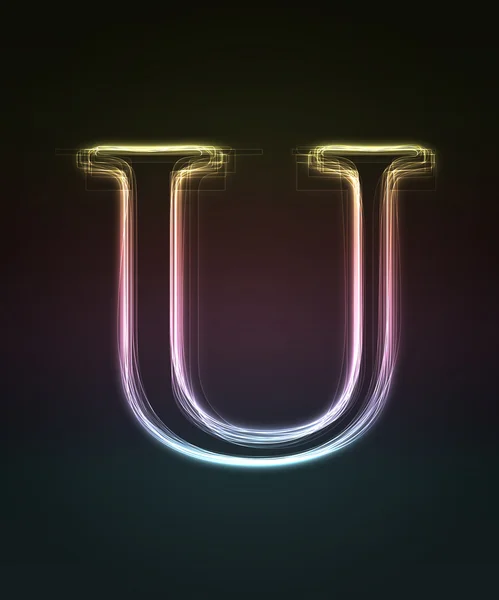 Glowing font. Shiny letter U. — Stock Photo, Image
