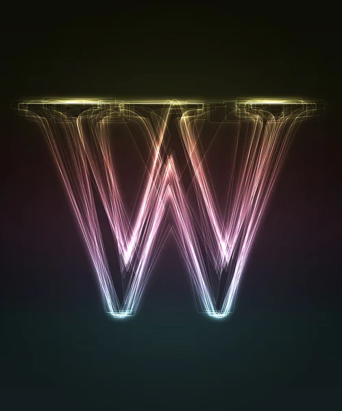 Glowing font. Shiny letter W. — Stock Photo, Image