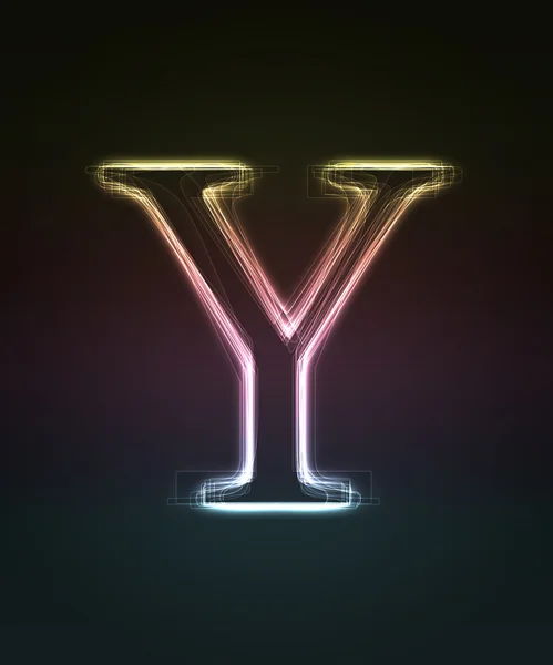Світловий шрифт. Блискуча літера Y . — стокове фото