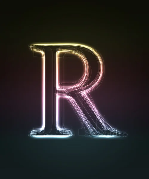 Glowing font. Shiny letter R. Stock Picture