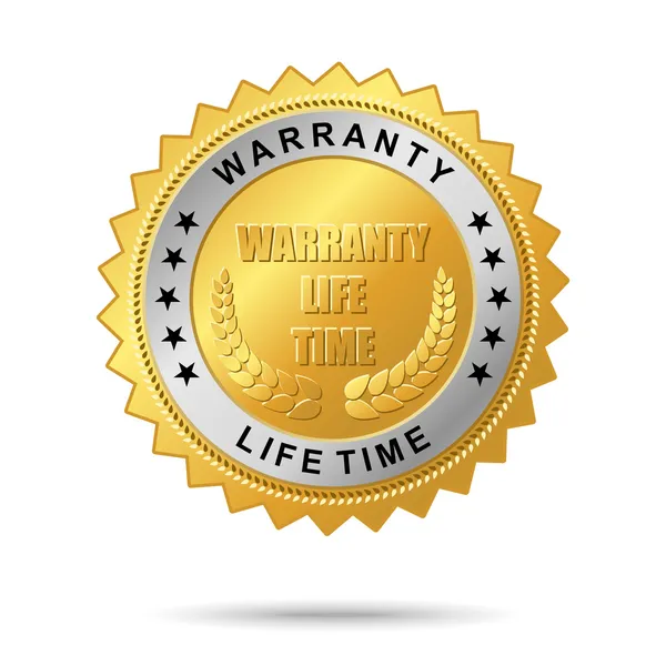 Garantia vida útil etiqueta dourada — Vetor de Stock