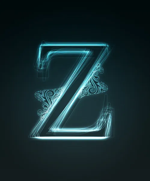 Світловий шрифт. Блискуча літера Z . — стокове фото