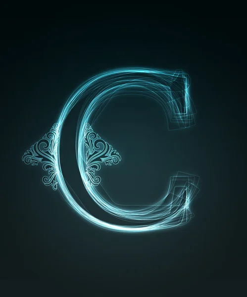 Glowing font. Shiny letter C — Stock Photo, Image