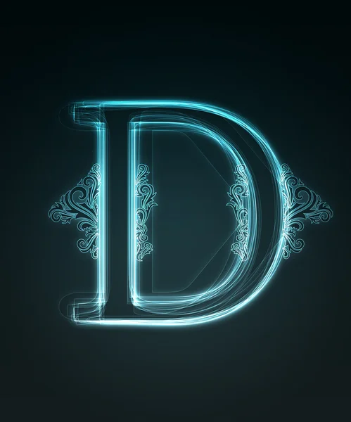 stock image Glowing font. Shiny letter D