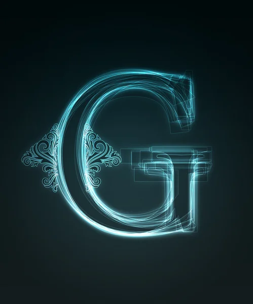 Glowing font. Shiny letter G — Stock Photo, Image
