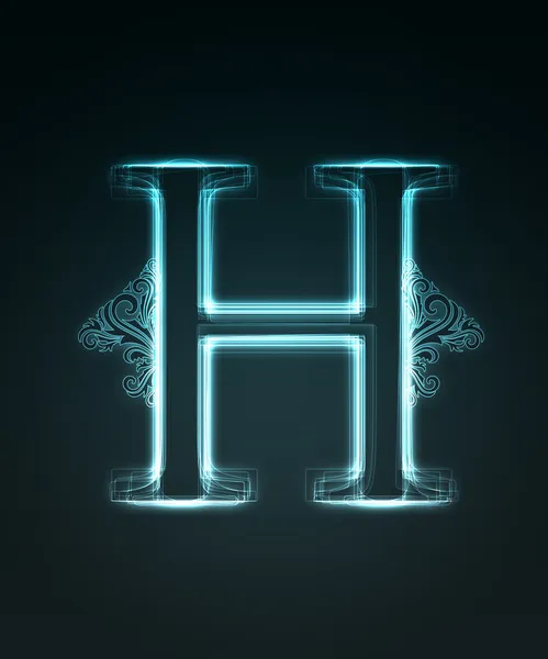 Glowing font. Shiny letter H — Stock Photo, Image