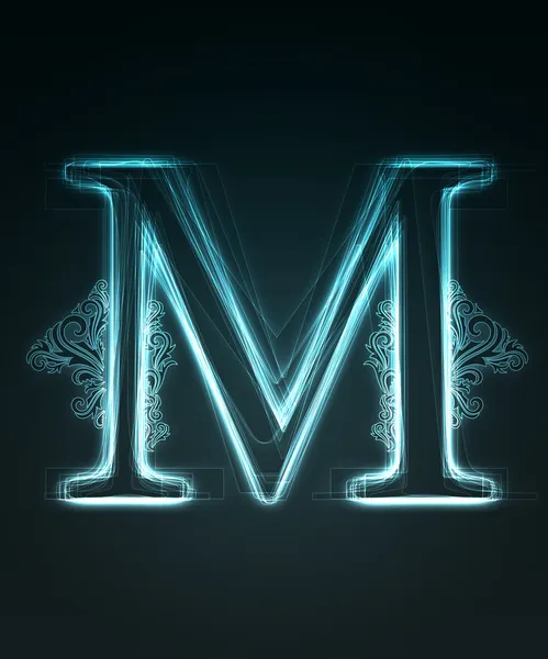 Glowing font. Shiny letter M. — Stock Photo, Image
