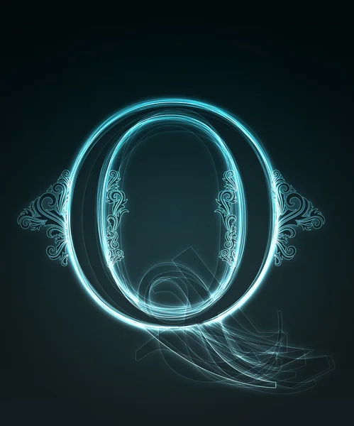 Glowing font. Shiny letter Q. — Stock Photo, Image