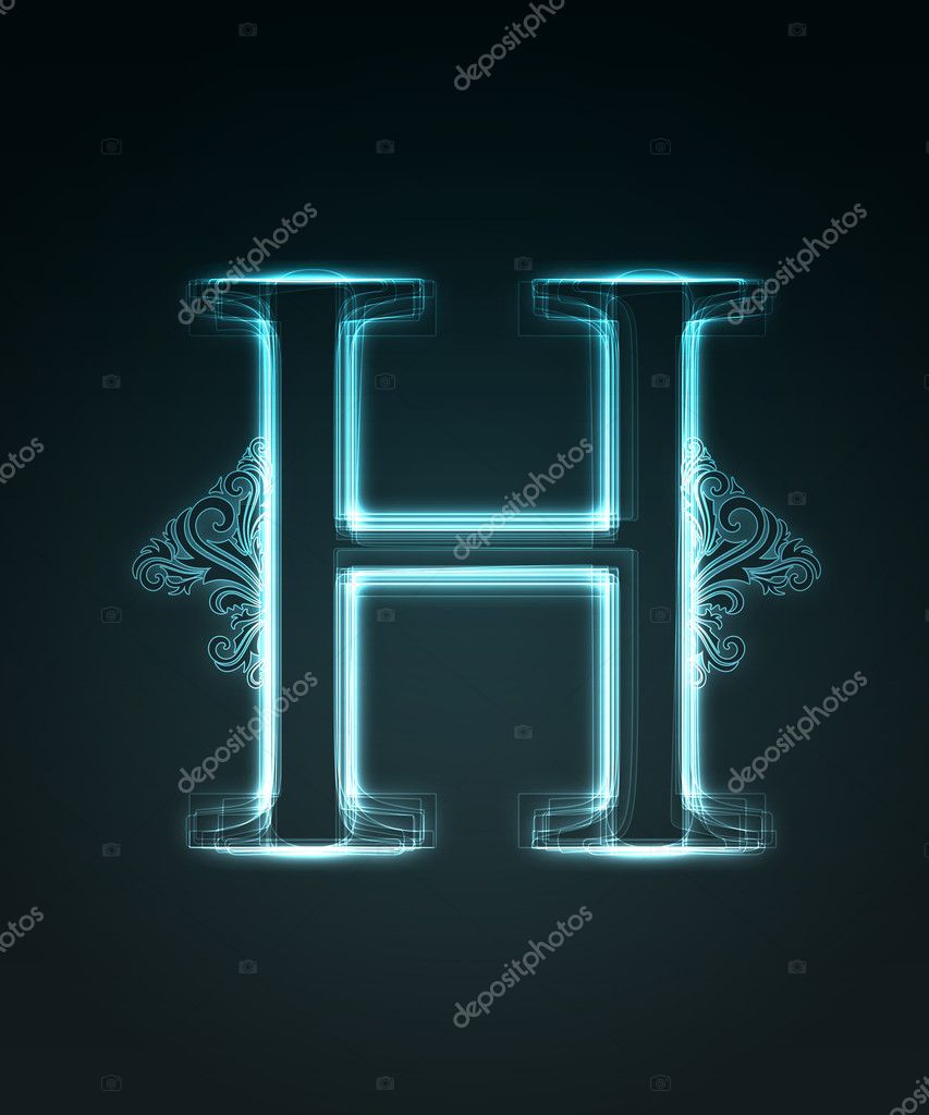 Glowing font. Shiny letter H Stock Photo by ©Designer_things 2259893