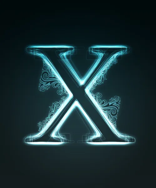 Świecące czcionki. błyszczący litera x. — Zdjęcie stockowe