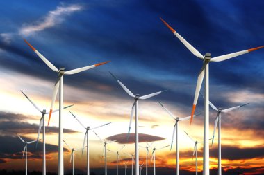 Wind power generating mills clipart