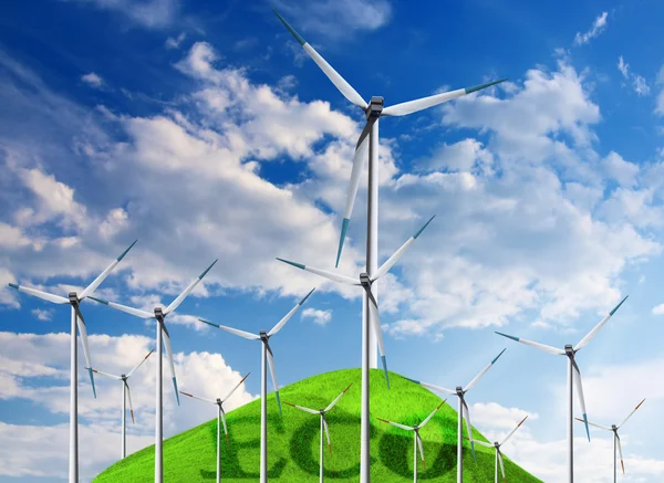 Rüzgar türbinleri, eko enerji — Stok fotoğraf