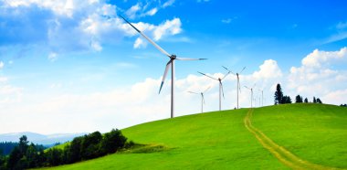 Wind turbines panorama clipart