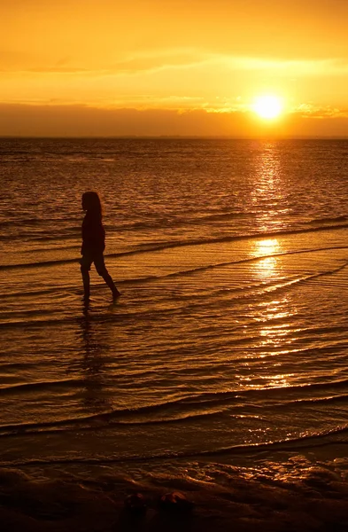 stock image A LITTLE GIRL WALKING AT THE SEASIDE