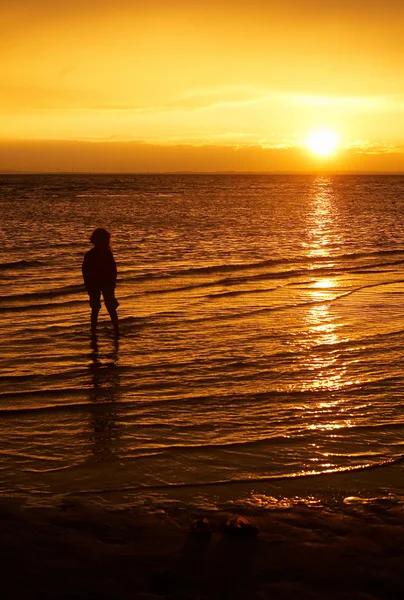 stock image A LITTLE GIRL WALKING AT THE SEASIDE