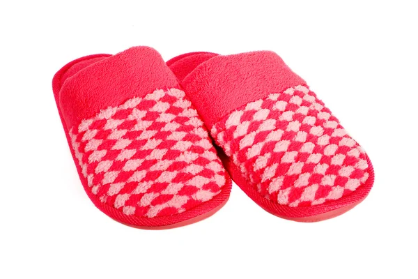Rode slippers geïsoleerd op wit — Stockfoto