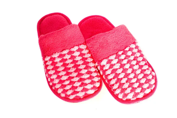 Rode slippers geïsoleerd op wit — Stockfoto