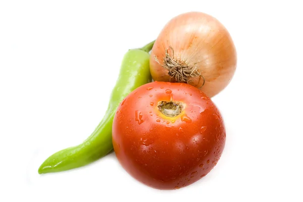 Paprika, onion and tomato — Stock Photo, Image