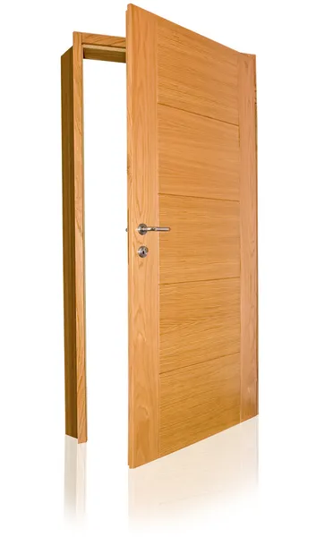 Drewniane drzwi na białym tle Zdjęcie Stockowe