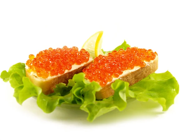 Sandwichs aux oeufs de saumon Images De Stock Libres De Droits
