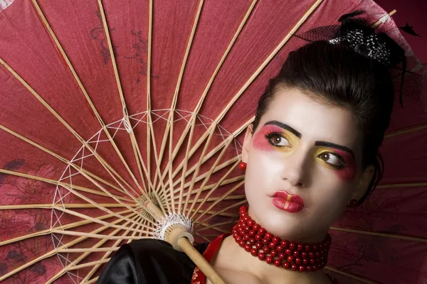 Sexy gejša portrét ve studiu — Stock fotografie