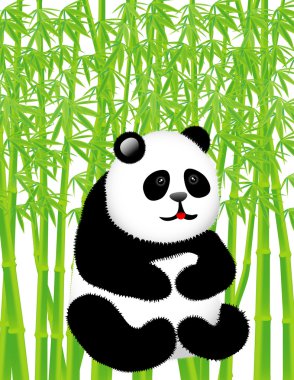 Panda in the bamboo forest clipart