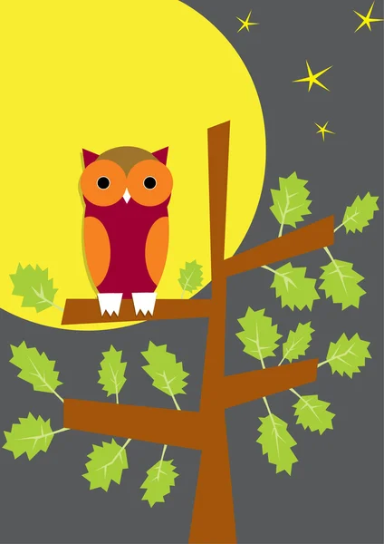 Owl on a background a moon — Stock Vector