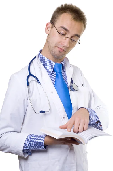 Läkare läsa bok Stockbild