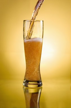 Glass of beer close-up with froth over clipart