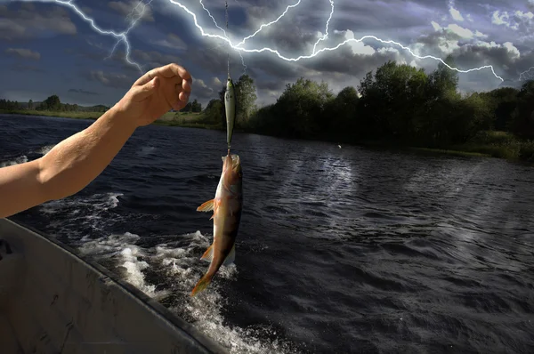 stock image Fishing in lightning