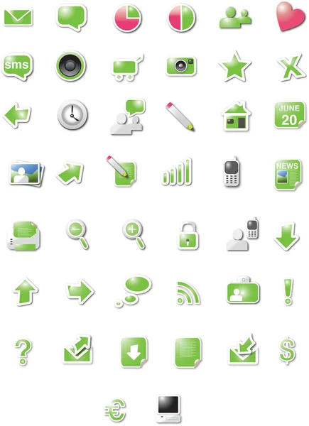 Web 2.0 ícones - edição verde — Vetor de Stock