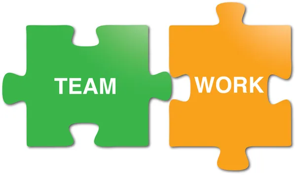 Teamwerk puzzelstukjes — Stockvector