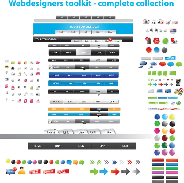 Collezione toolkit Webdesigners — Vettoriale Stock