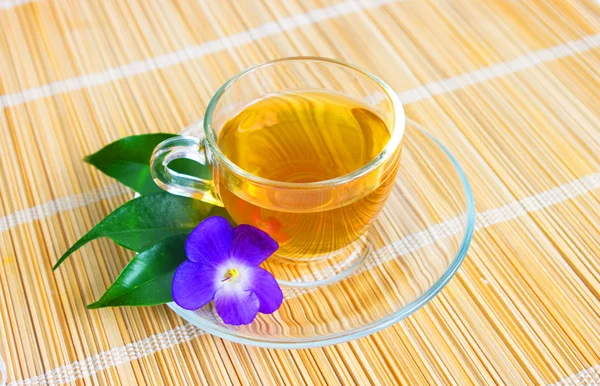 stock image A mug of green tea and small loafs