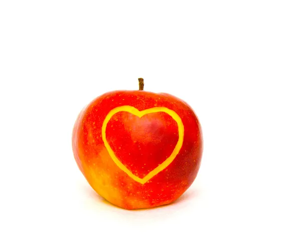 Apple with heart card — Stock Photo, Image
