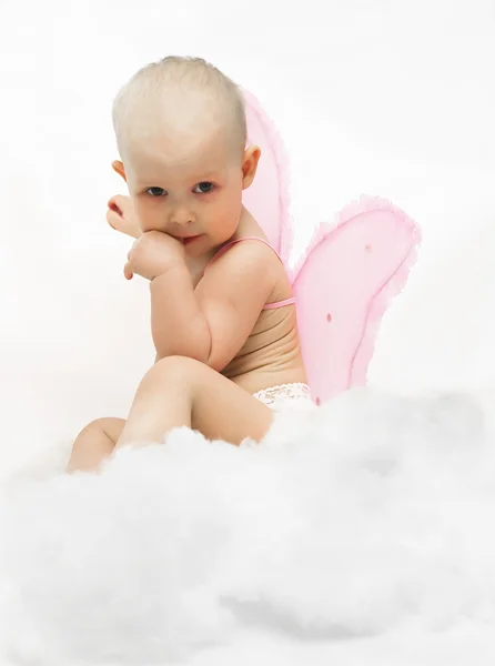 ピンクの羽と天使 — ストック写真