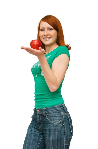 La chica con una manzana — Foto de Stock