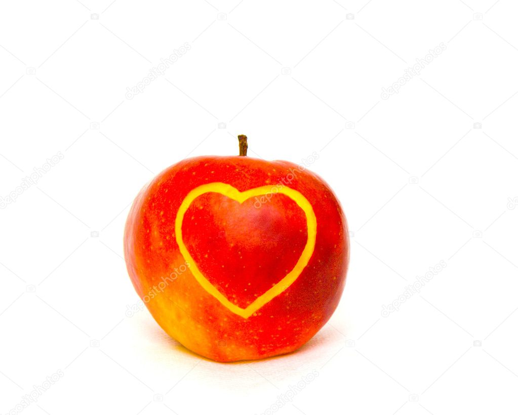 Apple with heart card
