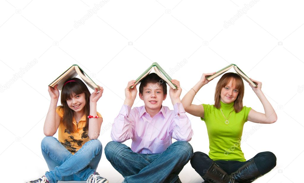 Group of students studing together