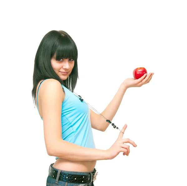La ragazza con una mela — Foto Stock