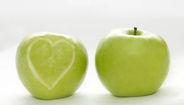 Apples with hearts — Stock Photo, Image