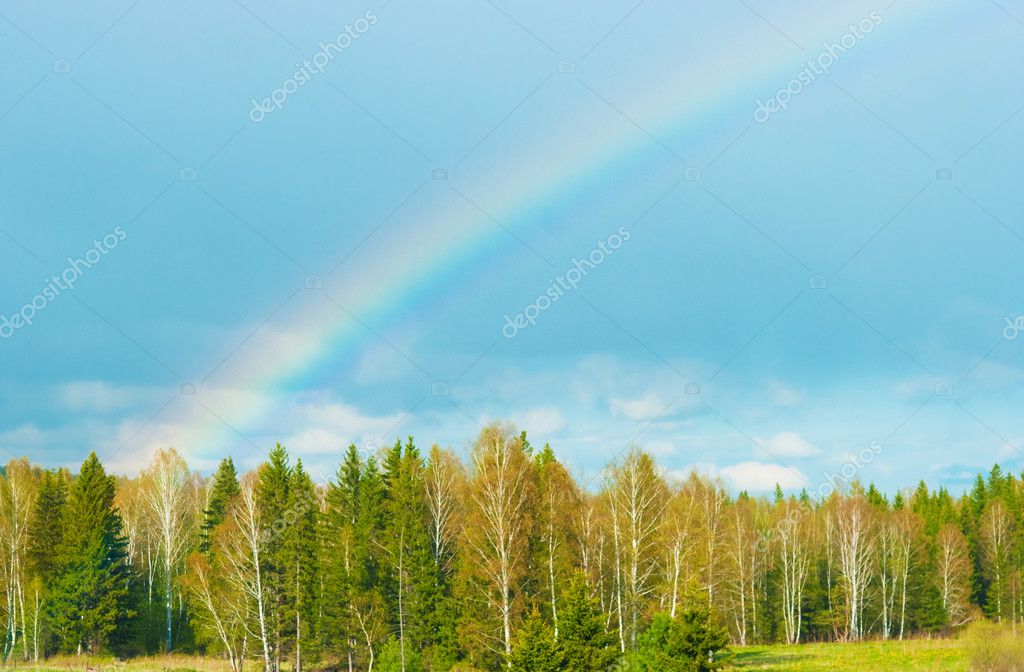 Rainbow after a spring rain ⬇ Stock Photo, Image by © soloir #2554707