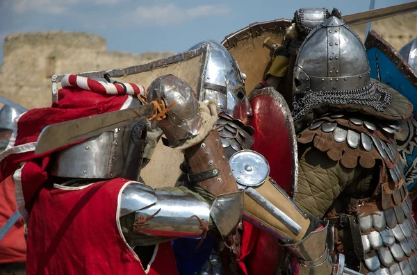 Boj o středověkých rytířů — Stock fotografie